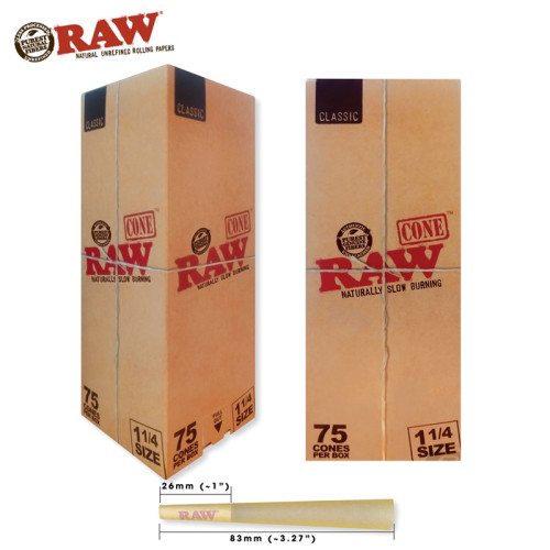 RAW CLASSIC CONE  1 ¼ 75CT/PK